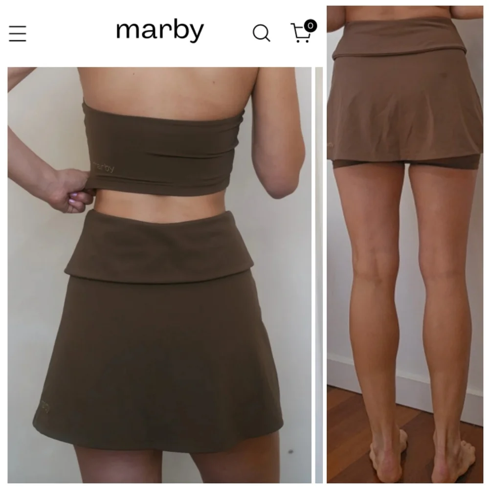 Nwot Marby ssense Espresso Preppy Brown Fold Top Preppy Tennis Skirt S